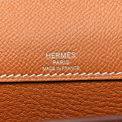 Hermès Kelly Dépêches 25 Pouch Brown Epsom Leather Silver Hardware