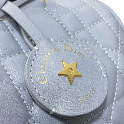 Dior Groove 25 Bag In Ice Blue/White/Pink/Biscuit/Black Macrocannage Calfskin With Gold Hardware