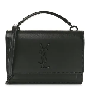 Saint Laurent Small Sunset Chain Wallet Black Monogram Calfskin Leather Black Hardware