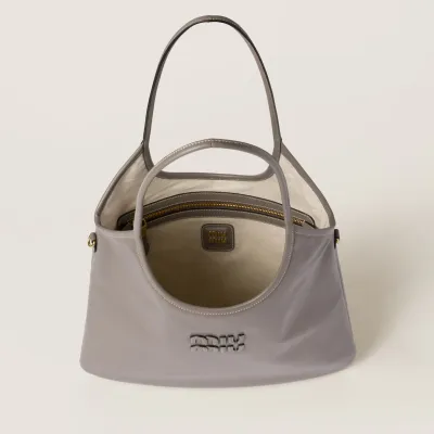 Miu Miu IVY Calfskin Leather Hobo Grey Tote Bags