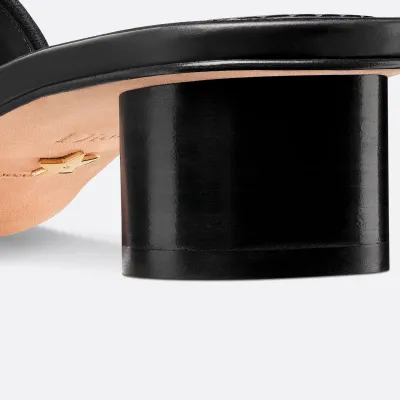 Dior black thick bottom square head high-heeled slippers