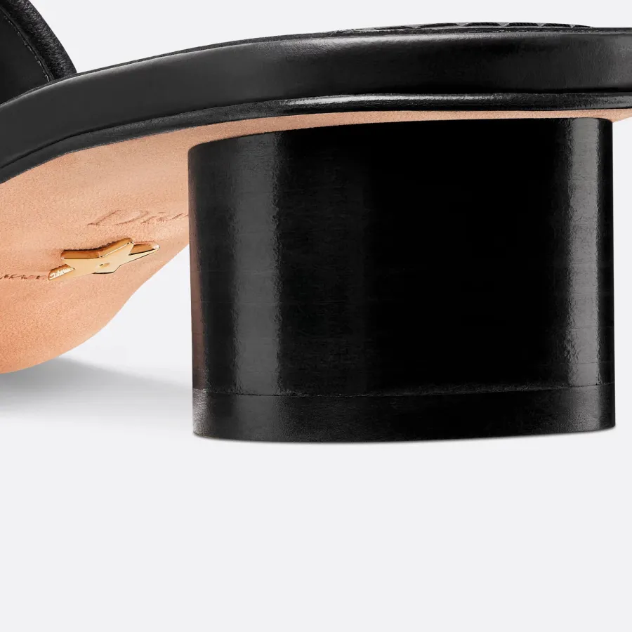 Dior black thick bottom square head high-heeled slippers