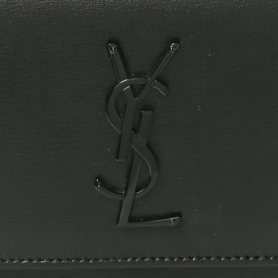 Saint Laurent Small Sunset Chain Wallet Black Monogram Calfskin Leather Black Hardware