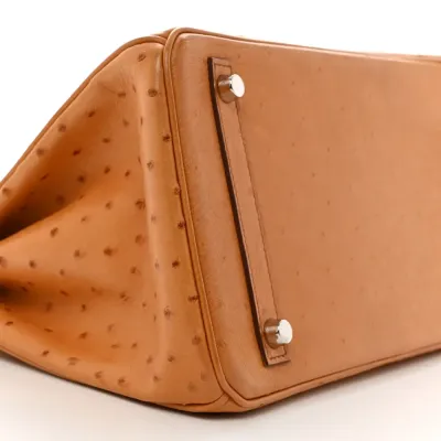Hermès Birkin 30 Cognac Ostrich Leather Palladium Hardware