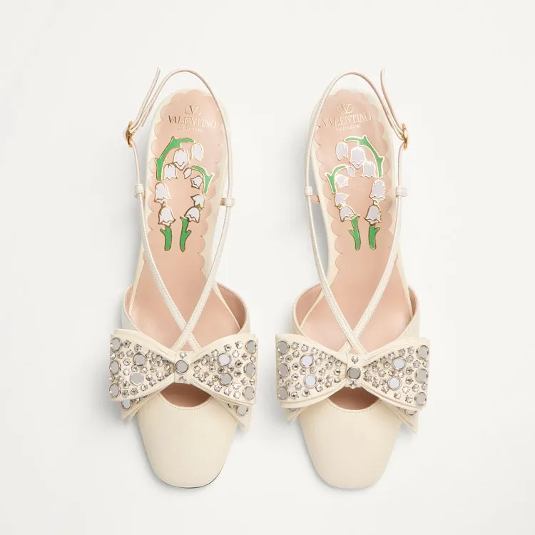 VALENTINO Crystal decorated sheepskin heels (4.5cm high heel)