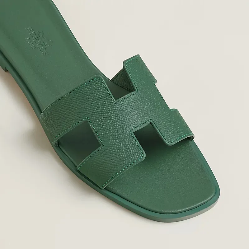 HERMES Oran Green Slippers