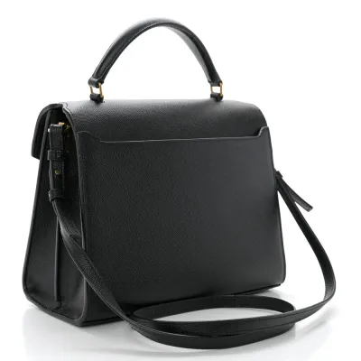 Saint Laurent Medium Cassandra Top Handle Black Classic Monogram Grain De Poudre Leather Aged Gold Hardware