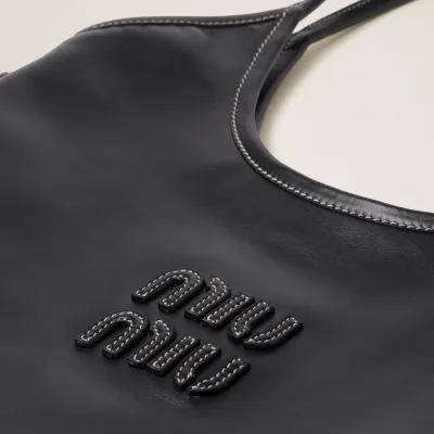 Miu Miu IVY Calfskin Leather Hobo Black Tote Bags
