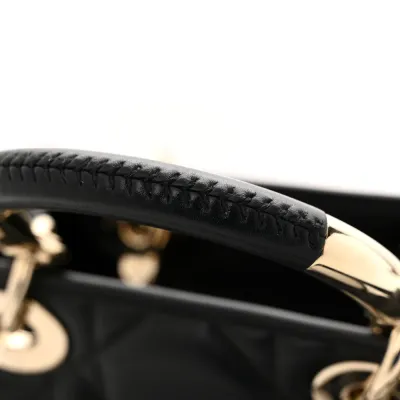 Dior Small The Lady 95.22 Black Calfskin Cannage Dark Silver Hardware