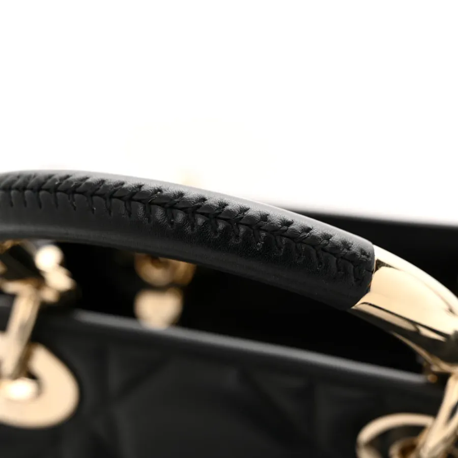 Dior Small The Lady 95.22 Black Calfskin Cannage Dark Silver Hardware