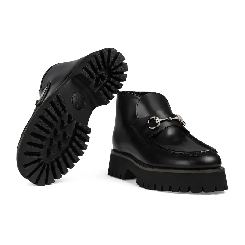 Gucci black horse collar ankle boots