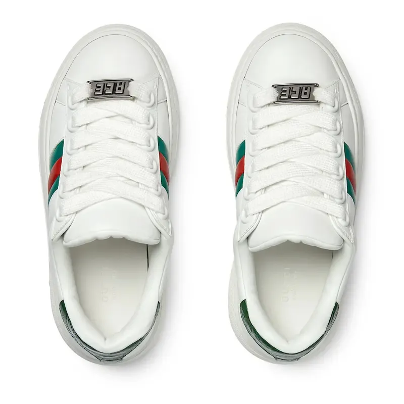 Gucci Ace series white sneakers woven fabric women's sports shoes