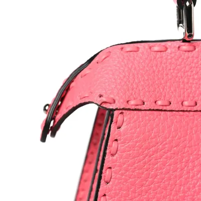 Fendi Tape Stitch Small Peekaboo I SEE U Satchel Pink Dalia Cuoio Roma Sellerissima & Nappa Sintetica Leather Silver Hardware