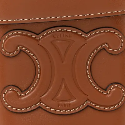 Celine Small Cuir Triomphe Box Tan Smooth Calfskin Leather Gold Hardware