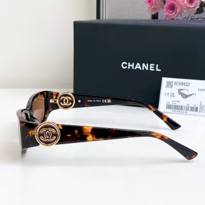 CHANEL square frame glasses leopard-print brown color size 56-18-137