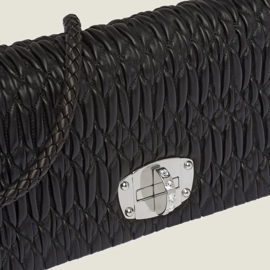 Miu Miu Quilted Lambskin Leather Black Shoulder Bags
