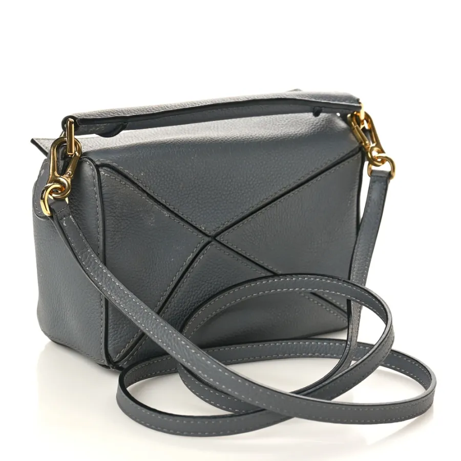 Loewe Puzzle Edge Bag Mini Gunmetal Soft Grained Calfskin Leather
