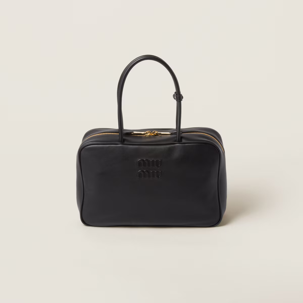 Miu Miu Bolsas de Alça Superior em Couro Calfskin Preto Beau