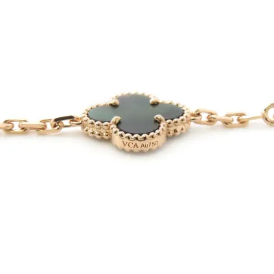 Van Cleef & Arpels Vintage Alhambra Necklace 20 motifs Gray shell