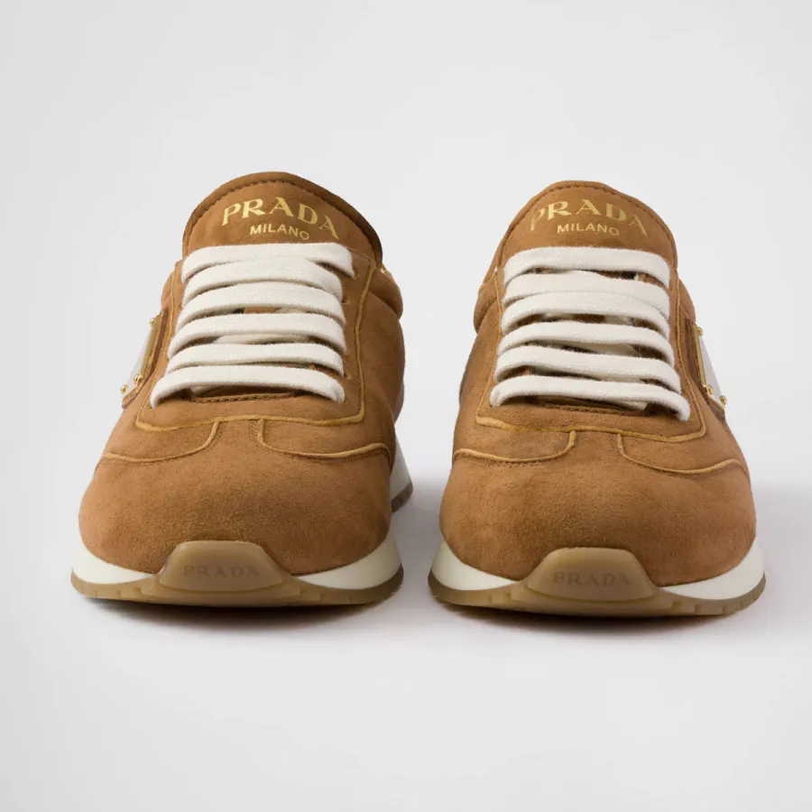 PRADA brown Suede running sneakers