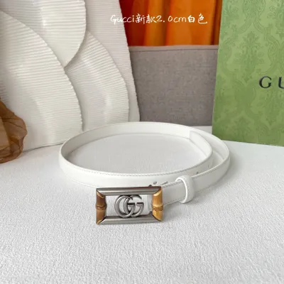 Gucci Women's Square GG Buckle Belt In Black/Khaki/White Smooth Calfskin With Gold Hardware 20mm