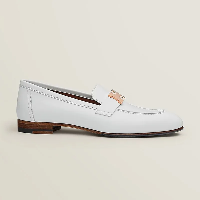 HERMES Paris White Loafers