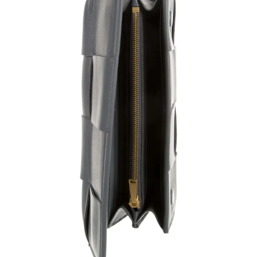 Bottega Veneta Large Continental Wallet Grey Lambskin Leather