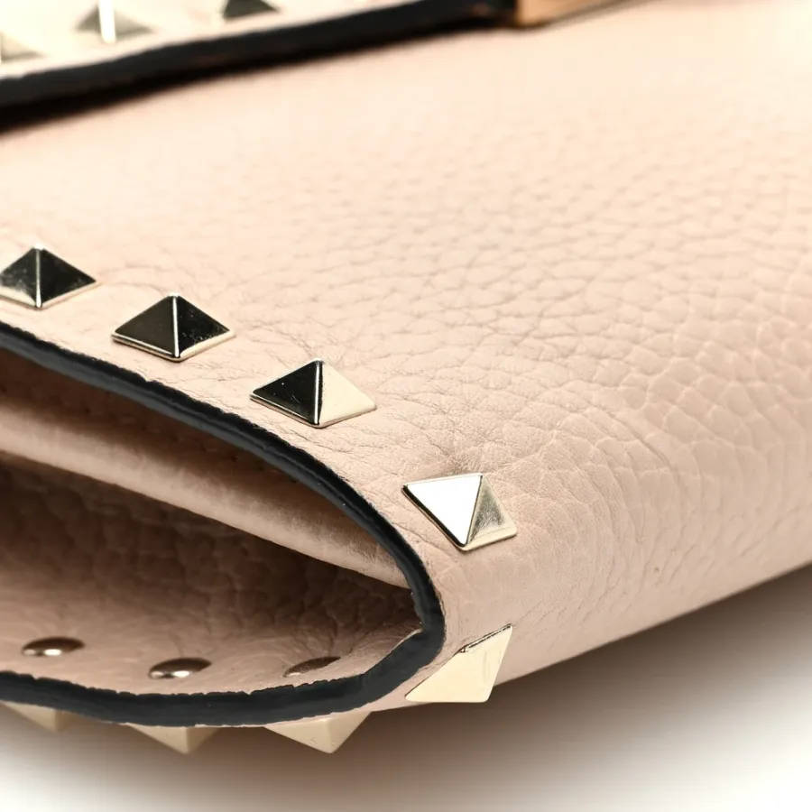 Valentino Garavani Medium Rockstud Flip Lock Shoulder Bag Poudre Pebbled Calfskin Leather