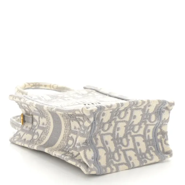 Dior Mini Book Tote Phone Bag Grey Oblique Canvas - Image 5