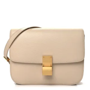 Celine Medium Classic Box Flap Bag Powder Liege Calfskin Leather Gold Hardware