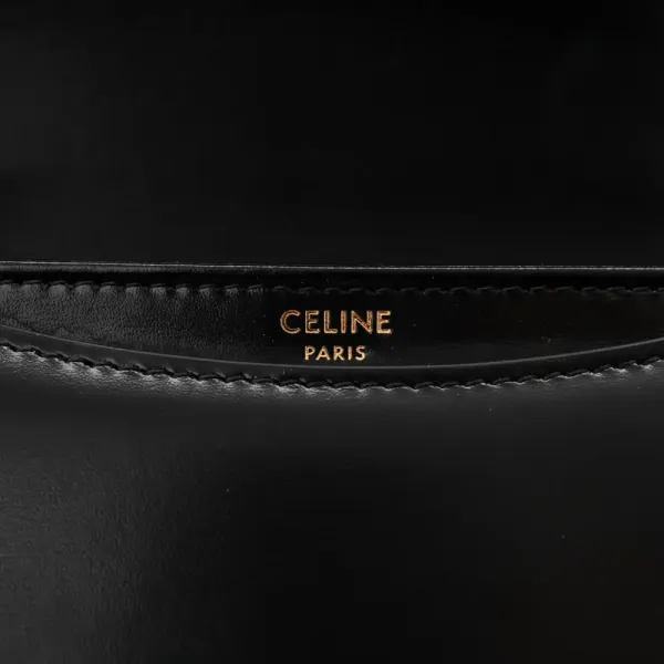 Celine Mini Besace Clea Triomphe Bag Black Shiny Calfskin Leather Gold Hardware - Image 2