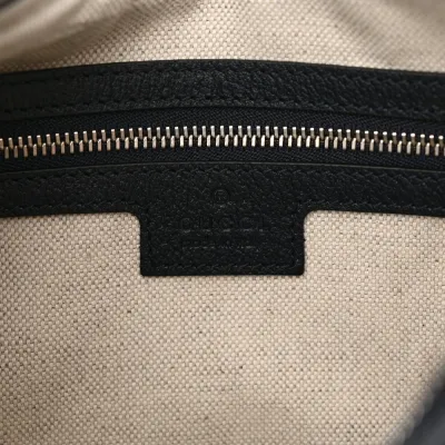 Gucci Large Web Attache Shoulder Bag Beige/Blue GG Supreme Monogram Canvas & Textured Calfskin Leather Silver Hardware