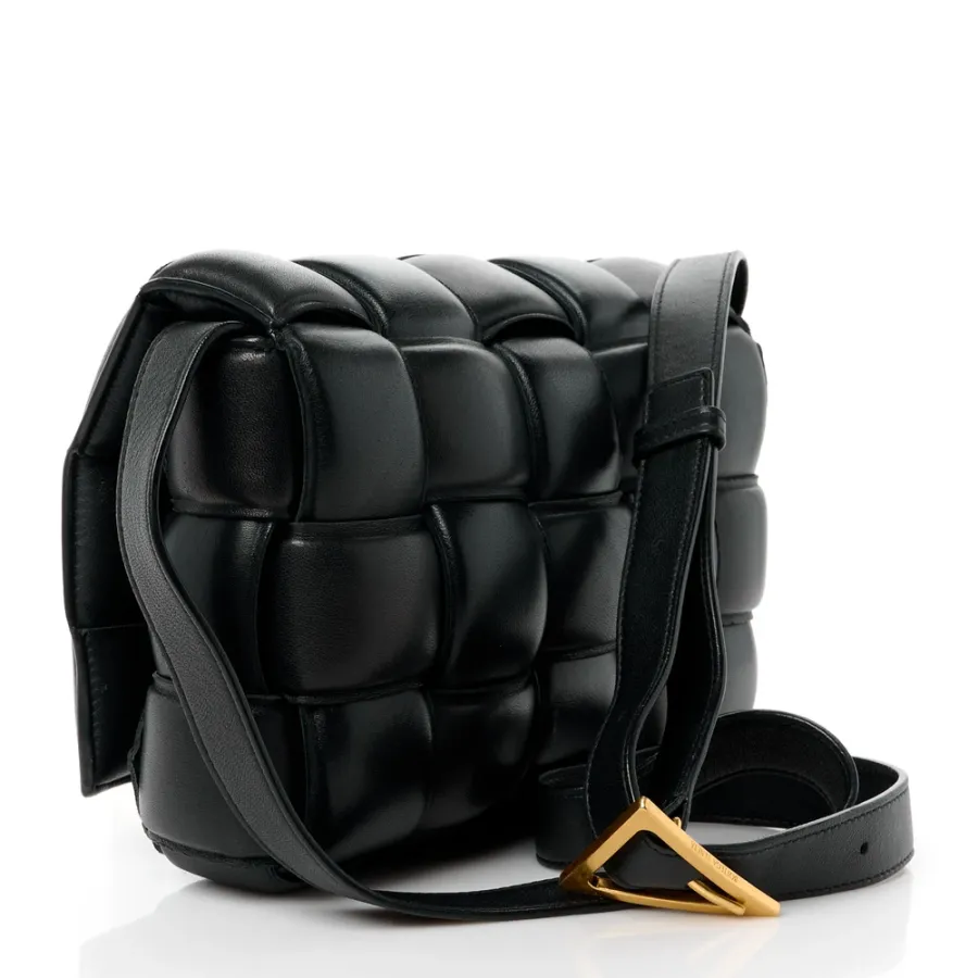 Bottega Veneta Maxi Intreccio Padded Cassette Crossbody Bag Black Nappa Leather Gold Hardware