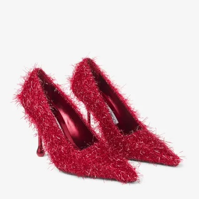 JIMMY CHOO Ruby red wire heels, pointy stiletto heels （9.5cm)