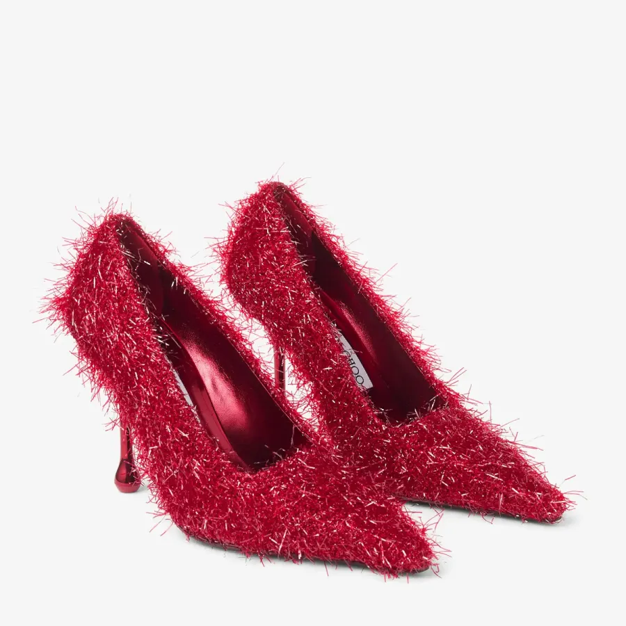 JIMMY CHOO Ruby red wire heels, pointy stiletto heels （9.5cm)