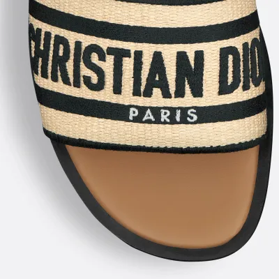 Dior black white flat slippers