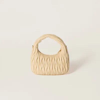 Miu Miu Wander Matelassé Quilted Lambskin Leather handbag Apricot Crossbody Bags