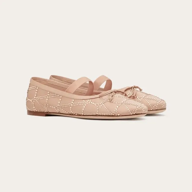 VALENTINO V logo ballet flats with imitation crystal trim