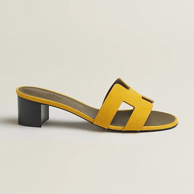 HERMES Oasis Slippers High-heeled slippers Yellow High Heels Sandal