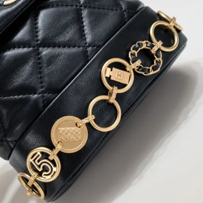 Chanel Black / White / Red / Pink Quilted Lambskin Leather Backpacks