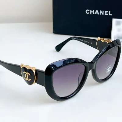 CHANEL glasses black gold color size 55-19-140