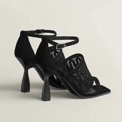 HERMES Jasmine Black High Heels Sandal
