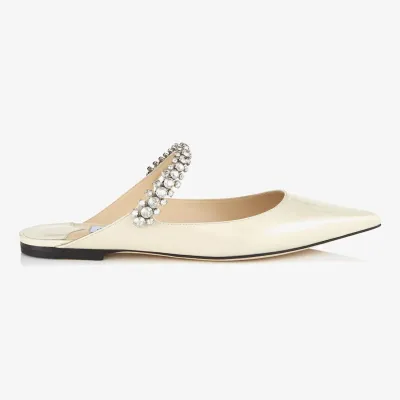 JIMMY CHOO Crystal arch lace flax patent leather Muller shoes slippers