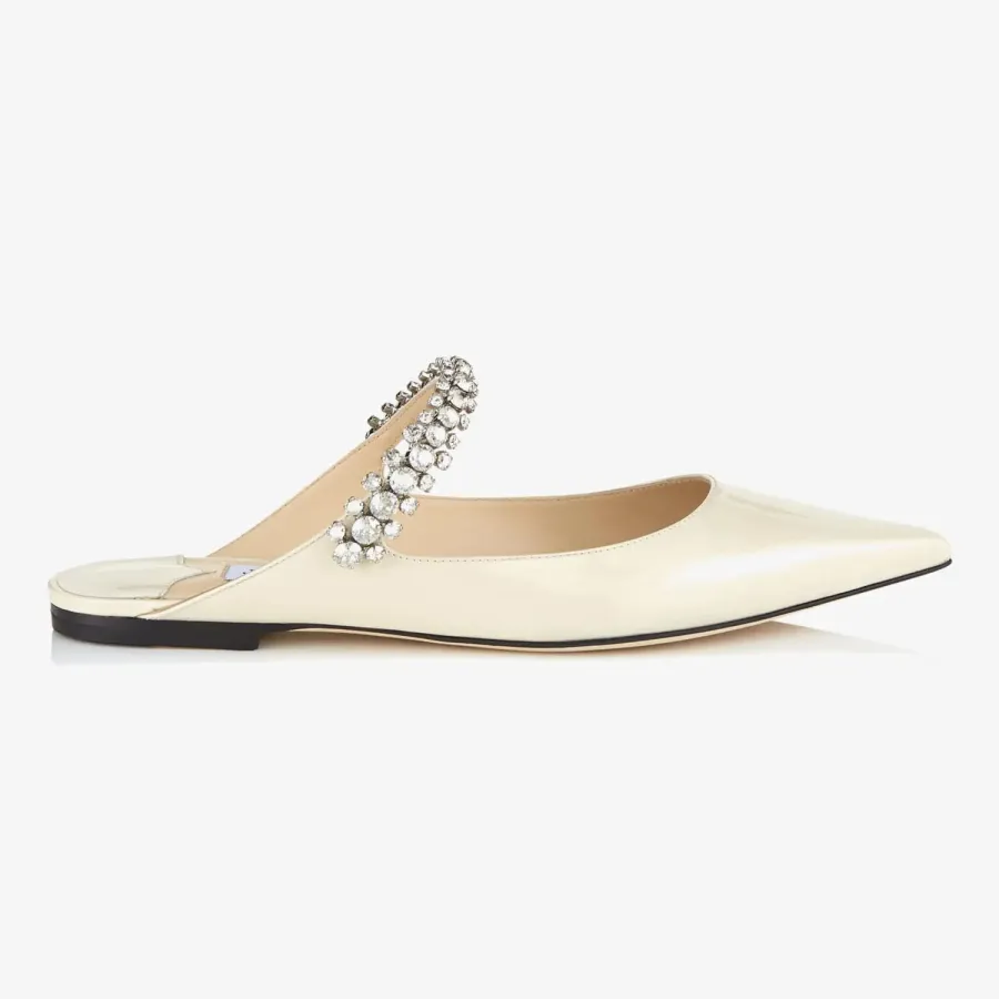 JIMMY CHOO Crystal arch lace flax patent leather Muller shoes slippers