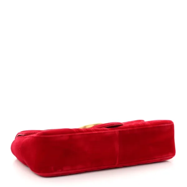 Gucci Medium GG Marmont Shoulder Bag Hibiscus Red Velvet Matelassé Leather Aged Gold Hardware - Image 6
