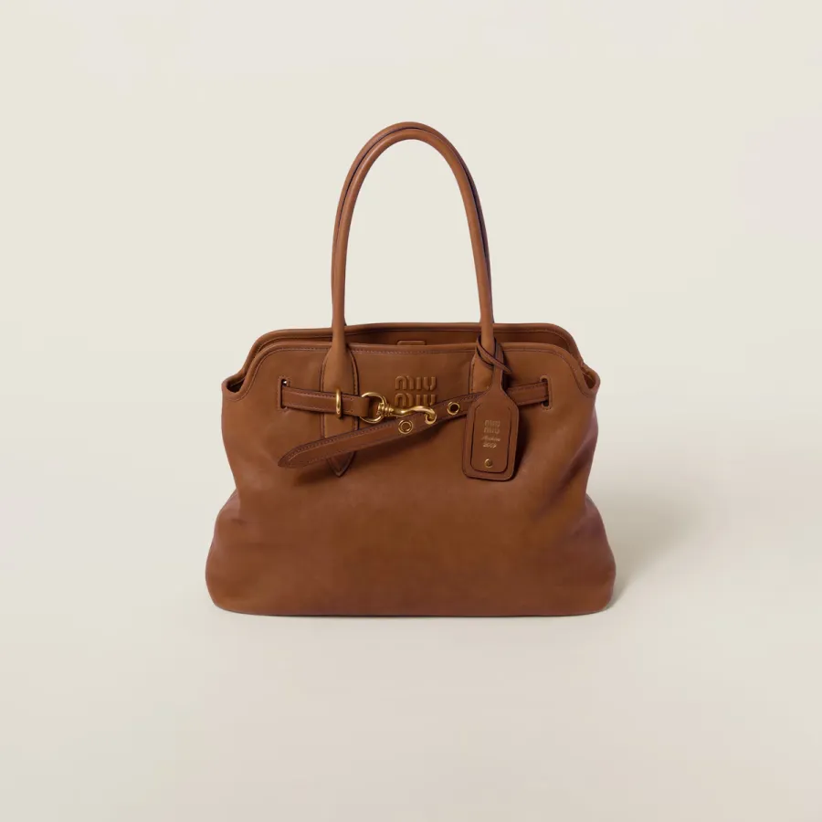Miu Miu Aventure Nappa Calfskin Leather Brown Top-Handle Bags