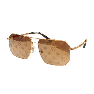 Louis Vuitton Aviator glasses black/black silver/grey silver/eggplant/brown/brown Monogram pattern color Size 57口16-145