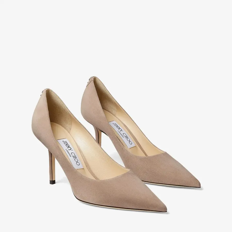 JIMMY CHOO JC logo buttoned pink suede pointed heels