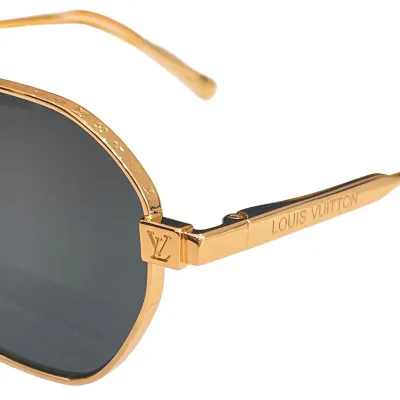 Louis Vuitton round frame glasses black gold/brown/orange/blue/black/black monogram color Size 54口19-142