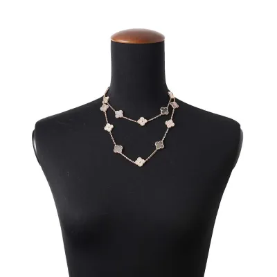 Van Cleef & Arpels Vintage Alhambra Necklace 20 motifs Gray shell